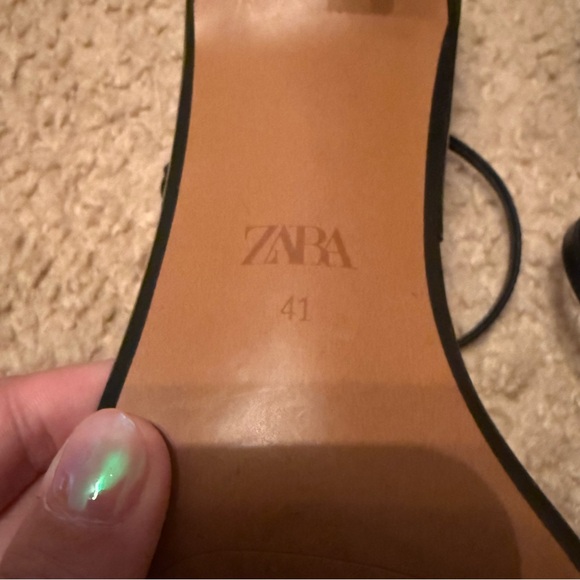 Zara Minimalist Heeled Leather Sandals Size 41 - Picture 6 of 6